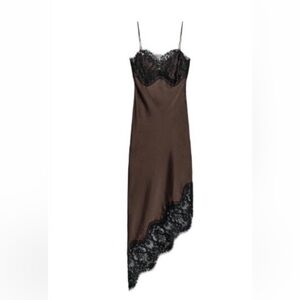 NWT ASYMMETRIC SATIN LACE Zara dress